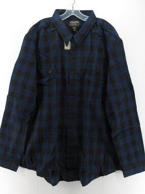 Filson Shirt XXXL Blue Wildwood Buffalo Plaid Cotton Button Up NEW